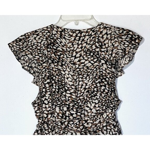 Free People Black Brown French Quarter Print Ruffle Wrap Mini Dress Sz XS - Picture 13 of 13